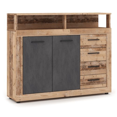 Comodă BLAGO MIDI A 119,6 cm stejar natur și negru