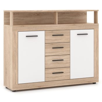 Comodă BLAGO MIDI B 119,5 cm stejar sonoma și alb