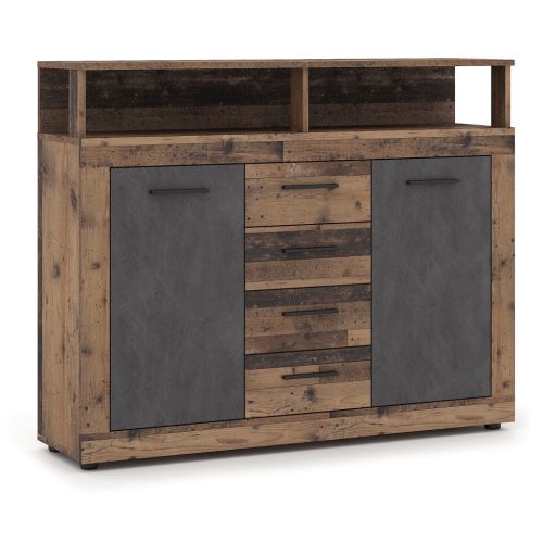 Comodă BLAGO MIDI B 119,5 cm stejar închis și negru