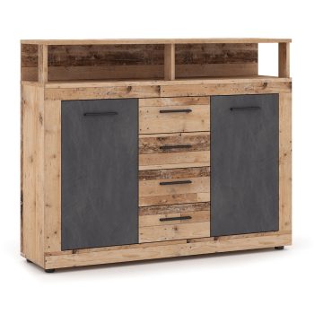 Comodă BLAGO MIDI B 119,5 cm stejar natur și grafit