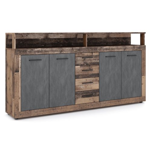 Comodă BLAGO 190 cm stejar închis și negru