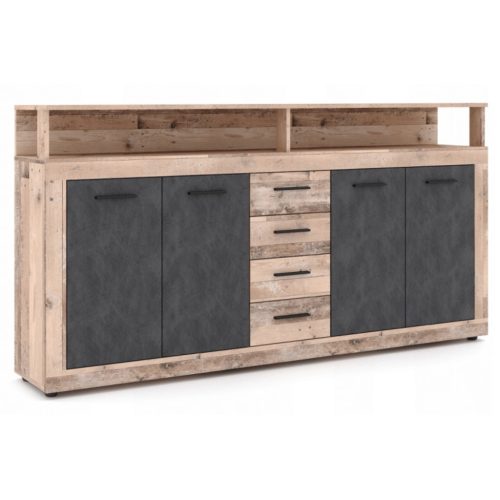 Comodă BLAGO 190 cm stejar natur și negru