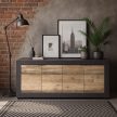Comodă BLAGO 180 cm stejar natur și negru