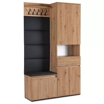 Set mobilier hol 120 cm stejar artisan/grafit – MODENA