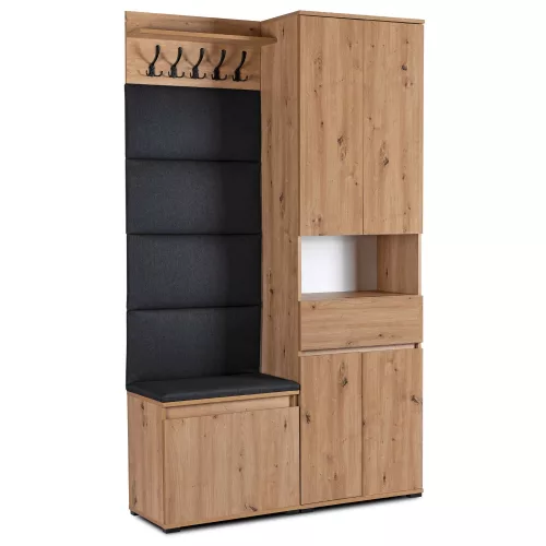 Set mobilier hol 120 cm stejar artisan/grafit – MODENA