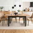 Masă extensibilă dining SKUBI 120–160 cm stejar craft și negru
