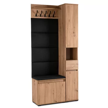 Set mobilier hol 90 cm stejar artisan/grafit – VENORNA