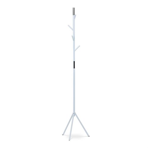 Cuier modern, înălțime 179 cm, structură metalică, lac alb mat, capacitate 6 kg
