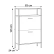 Dulap pentru pantofi, 2 compartimente, decor stejar, MDF