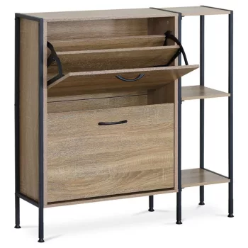   Dulap pentru pantofi, culoare stejar, cu 2 compartimente și rafturi. MDF durabil