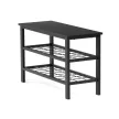 Suport pentru pantofi din metal negru, cu 2 rafturi