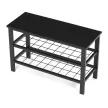 Suport pentru pantofi din metal negru, cu 2 rafturi