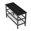 Suport pentru pantofi din metal negru, cu 2 rafturi