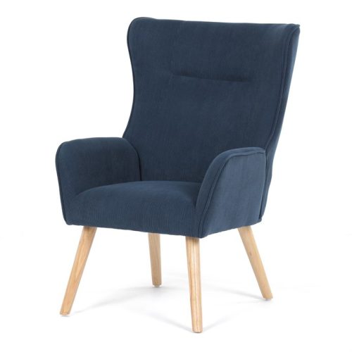 Fotoliu tip U din catifea reiată albastră. AK-314 BLUE2