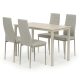 Set de dining pentru 4 persoane, cu scaune gri și masă crem, dimensiune masă: 110x70x75 cm, ASE-1039 CRM2