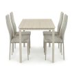 Set de dining pentru 4 persoane, cu scaune gri și masă crem, dimensiune masă: 110x70x75 cm, ASE-1039 CRM2