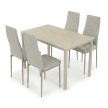 Set de dining pentru 4 persoane, cu scaune gri și masă crem, dimensiune masă: 110x70x75 cm, ASE-1039 CRM2
