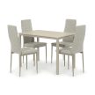 Set de dining pentru 4 persoane, cu scaune gri și masă crem, dimensiune masă: 110x70x75 cm, ASE-1039 CRM2