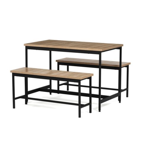 Set dining cu 2 bănci 110x60x75 cm, MDF, culoare stejar AUT-G1175 OAK