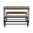 Set dining cu 2 bănci 110x60x75 cm, MDF, culoare stejar AUT-G1175 OAK