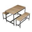 Set dining cu 2 bănci 110x60x75 cm, MDF, culoare stejar AUT-G1175 OAK