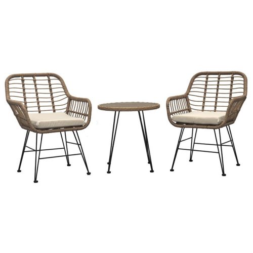 Set Mobilier de Grădină 1+2, Metal + Poliratan, Bej. AZ-F1208 NAT