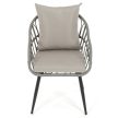 Scaun grădină, metal, poliratan, gri, AZ-F1406 GREY