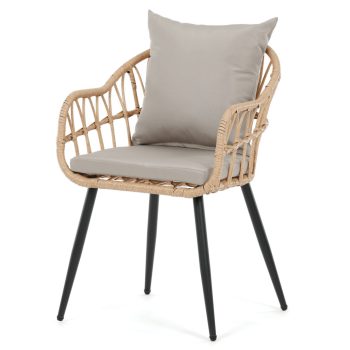 Scaun grădină, metal, poliratan, bej, AZ-F1406 NAT