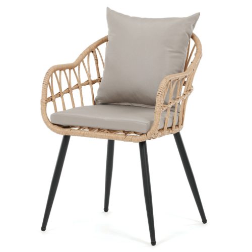 Scaun grădină, metal, poliratan, bej, AZ-F1406 NAT