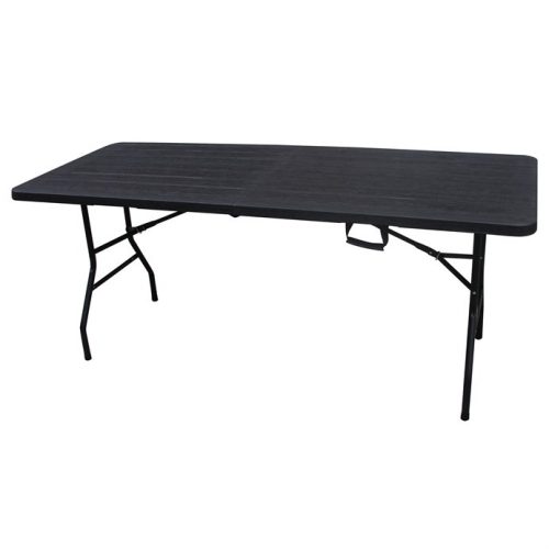 Masă pliabilă pentru camping, culoare negru, 180×74 cm, cu mâner pentru transport ușor