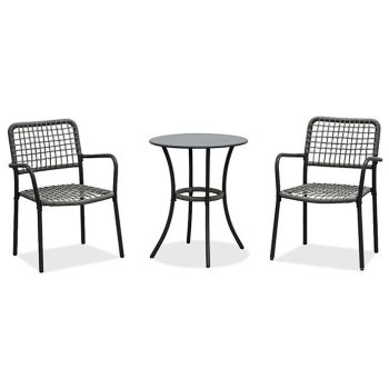   Set de mobilier pentru balcon, metal + poliratan, culoare gri. AZ-L1103 GREY.