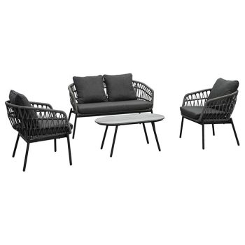   Set Mobilier de Grădină, Metal + Poliratan, Gri. AZ-L1880 GREY