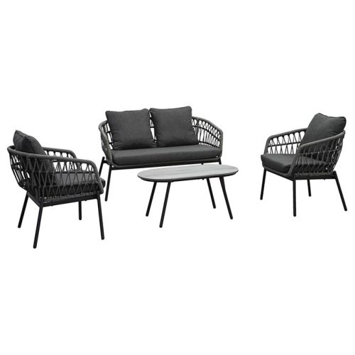 Set Mobilier de Grădină, Metal + Poliratan, Gri. AZ-L1880 GREY