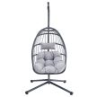 Scaun suspendat gri cu cadru metalic și împletitură polyrattan. AZ-V1269 GREY