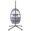 Scaun suspendat gri cu cadru metalic și împletitură polyrattan. AZ-V1269 GREY