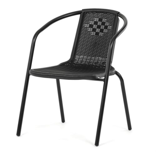 Scaun grădină, metal, plastic, negru, AZC-H1001 BK