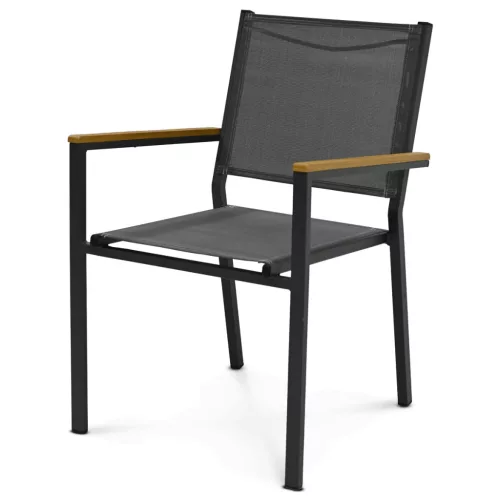 Scaun grădină, metal, șezut mesh, gri, AZC-L1303 GREY