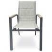 Scaun de grădină textilen bej, aluminiu, culoare neagră