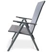 Scaun de grădină cu unghi reglabil, textilen gri, cadru metalic gri