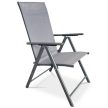 Scaun de grădină cu unghi reglabil, textilen gri, cadru metalic gri