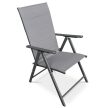 Scaun de grădină cu unghi reglabil, textilen gri, cadru metalic gri
