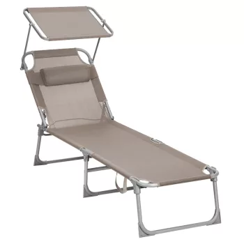 Șezlong grădină 193x53x29 cm, textil, crem, AZL-E1192 CRM