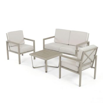 Set mobilier grădină, metal, bej, AZS-B1405 CRM