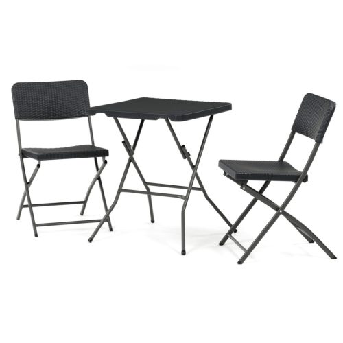 Set mobilier grădină 1+2, plastic, gri, AZS-L2161 GREY