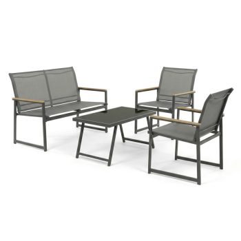 Set mobilier grădină, mesh, gri, AZS-S1212 GREY