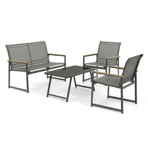 Set mobilier grădină, mesh, gri, AZS-S1212 GREY