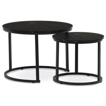   Masă de cafea 70×70 cm, MDF, model marmură neagră. CT-X7122 BK