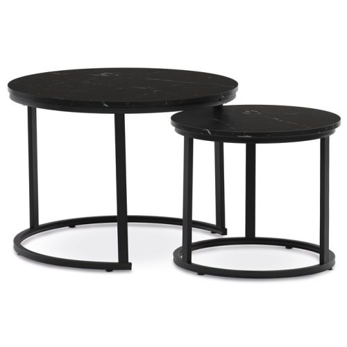 Masă de cafea 70×70 cm, MDF, model marmură neagră. CT-X7122 BK