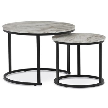   Masă de cafea 70×70 cm, MDF, model marmură albă. CT-X7122 WT