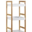 Raft de depozitare cu 4 niveluri, bambus natur, polițe MDF albe, capacitate: 12 kg